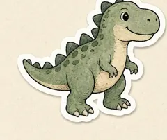 Smiling green cartoon dinosaur