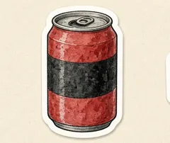 Red and black soda can